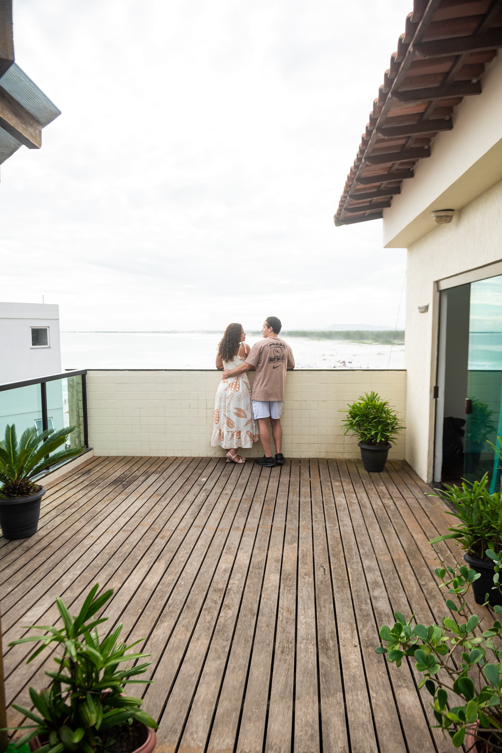 Outdoor dining area at sunset
