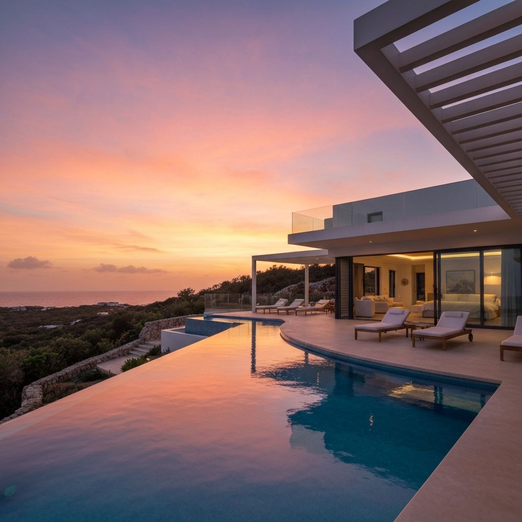 Luxury vacation home with stunning pool and sunset views